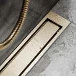 Душевые лотки трапы Unidrain Highline PANEL с рамкой – шлифованная латунь PVD, 300–1200 мм