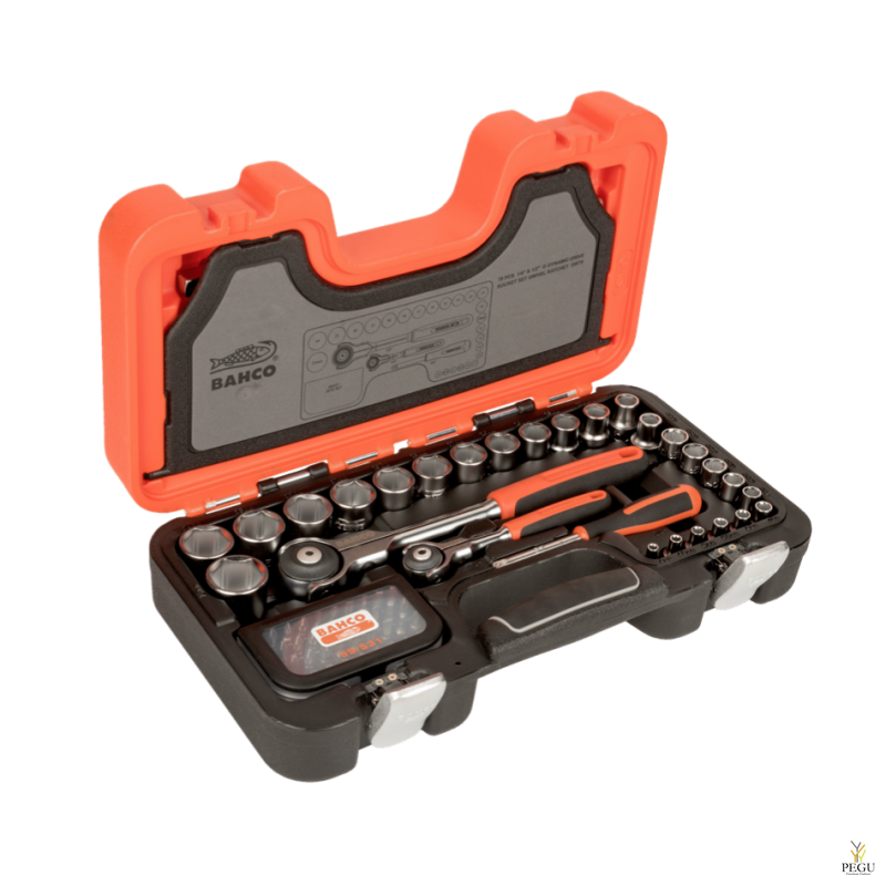 Bahco SW79 набор инструментов 1/4"+1/2" 4-27mm накидные головки, поворотная ручка. 79 шт