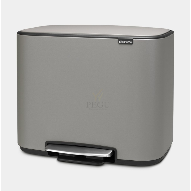 Pedaaliga sorteerimise prügikast, soft-close Brabantia BO, 3x11L Mineral Concrete Grey