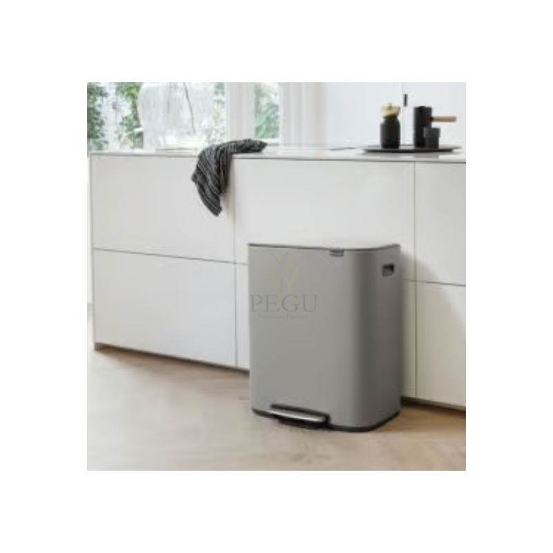 Мусорное ведро с педалью, soft-close Brabantia BO, 2x30L Mineral Concrete Grey