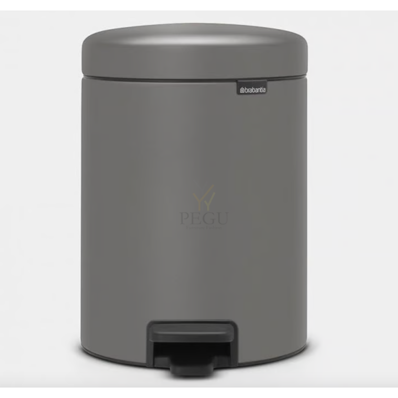 Newicon Brabantia prügikast 5l, pedaaliga vaikselt sulguv Mineral Concrete Grey
