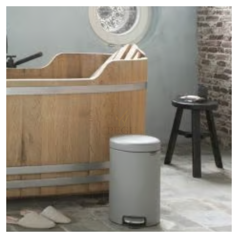 Newicon Brabantia prügikast 12l pedaaliga vaikselt sulguv Mineral Concrete Grey