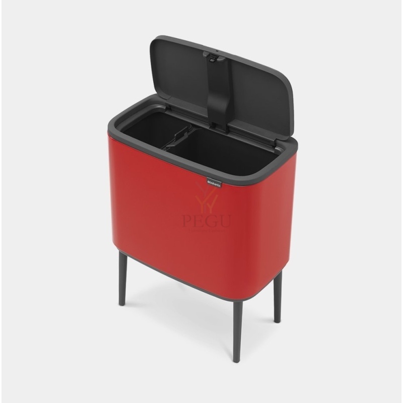 Touch bin сортировочный  мусорный бак, soft-close Brabantia BO, 11+23L Passion RED красный