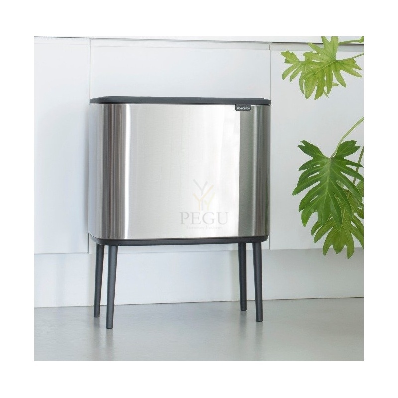 Touch bin мусорное ведро для сортировки отходов, soft-close Brabantia BO, 11+23L Matt Steel FPP