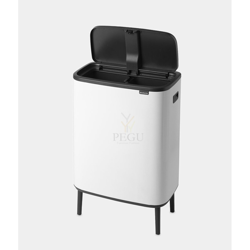 Touch bin kõrge prügikast, soft-close Brabantia BO, 2x30L Valge