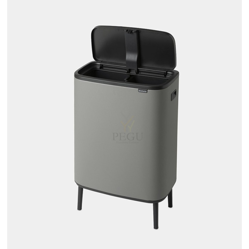 Touch bin kõrge prügikast, soft-close Brabantia BO, 2x30L Mineral Concrete Grey