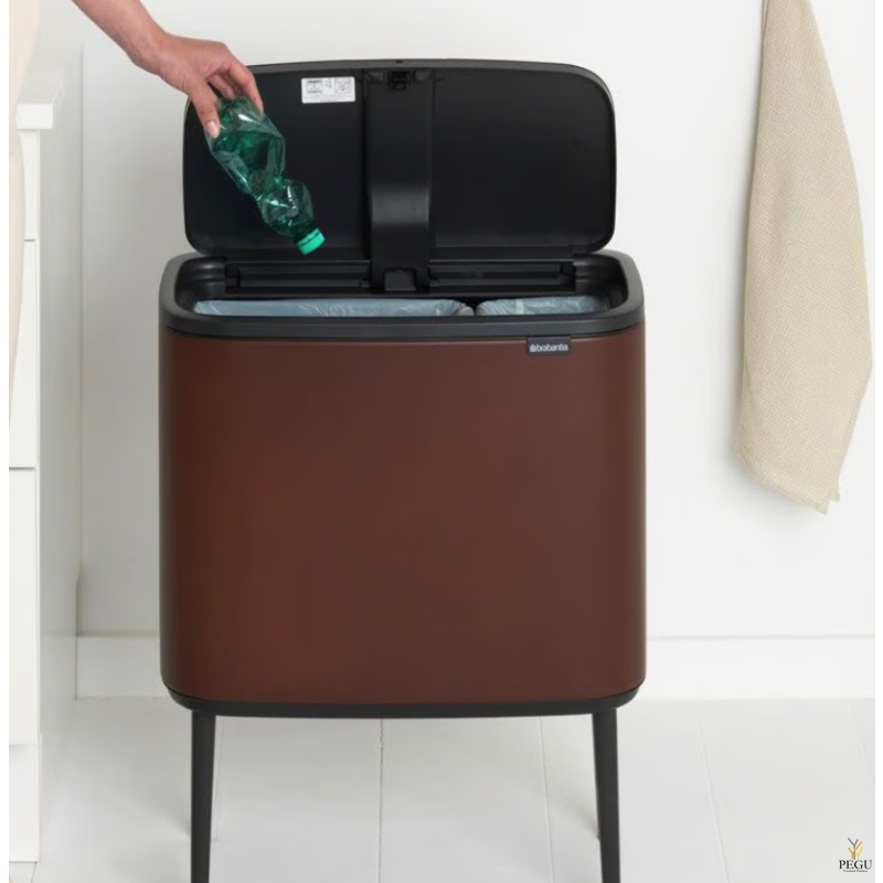 Touch bin мусорное ведро для сортировки отходов, soft-close Brabantia BO, 11+23L Mineral Cosy Brown