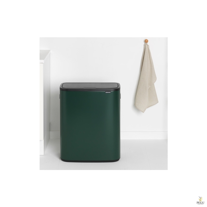 Touch bin ведро для сортировки мусора, soft-close Brabantia BO, 2x30L Pine зелёный