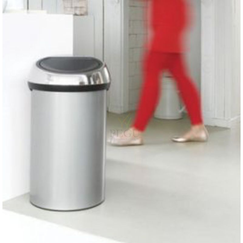 Touch bin мусорное ведро с крышкой, Brabantia XXL 60L metallic grey серое