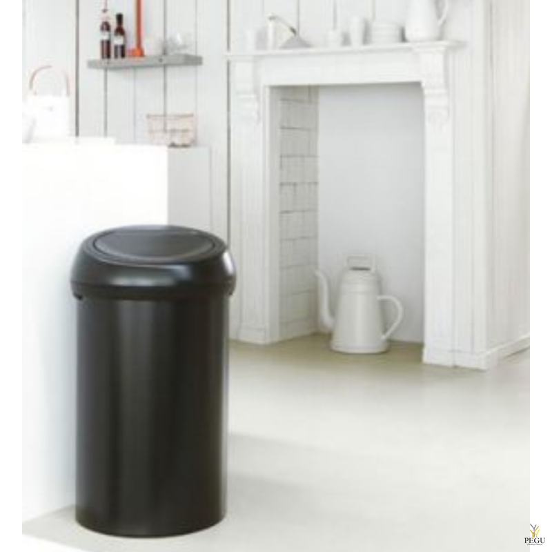 Touch bin мусорное ведро с крышкой, Brabantia XXL 60L матовый чёрный/с чёрной крышкой