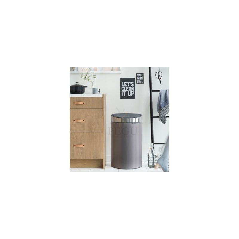 Brabantia prügikast TOUCH BIN FLATBACK 40L, Platinum/matt steel kaan