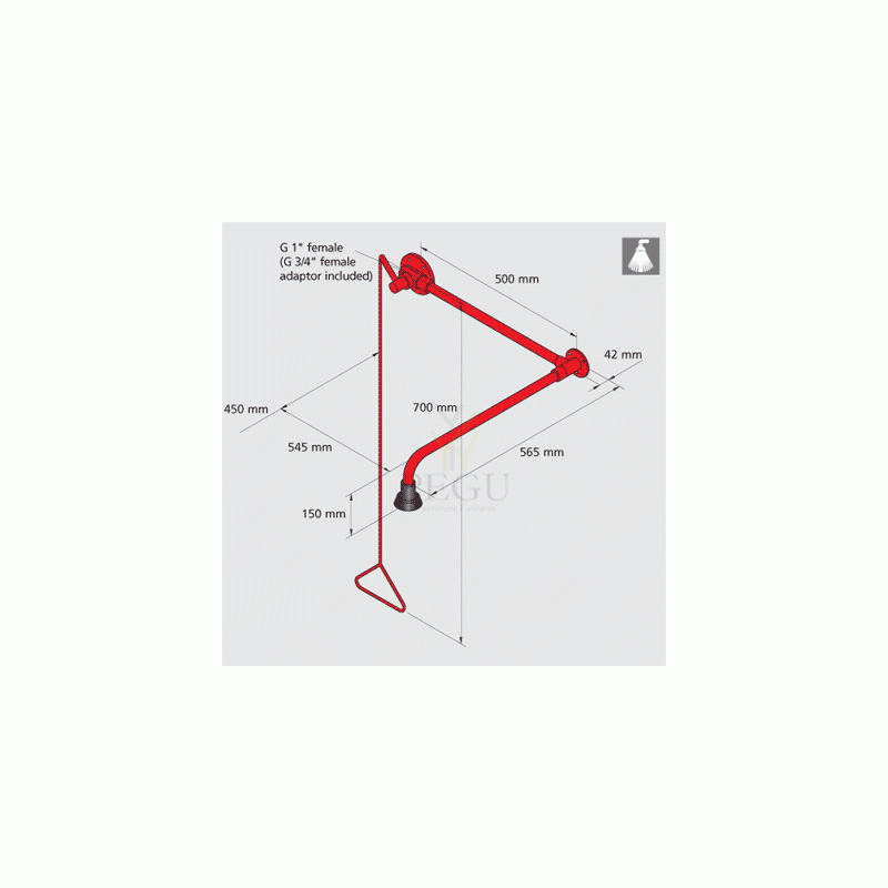 SOS душ, настенное крепление, Над дверью  1/2"