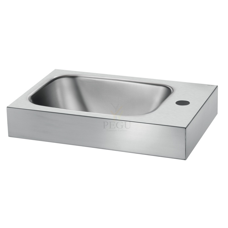 Valamu roostevaba teras Delabie LAVANDO seinale segistiavaga 450 x 300mm