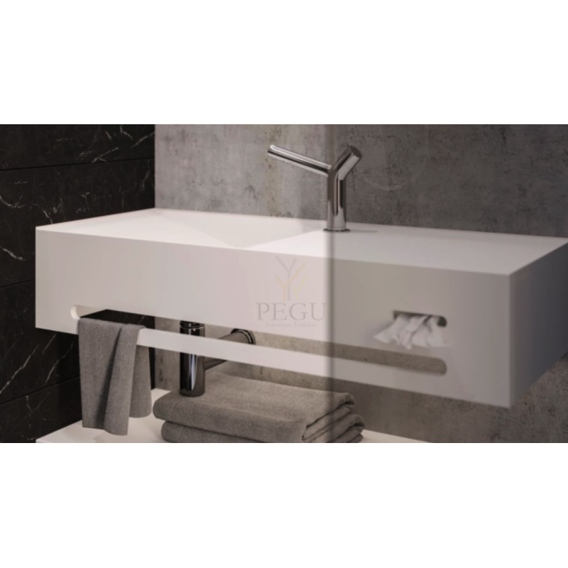 Valamu EUMAR Split 40L 1000x400x205 CreaCore отверстие для смесителя справа с прорезью для полотенца и Kleenex