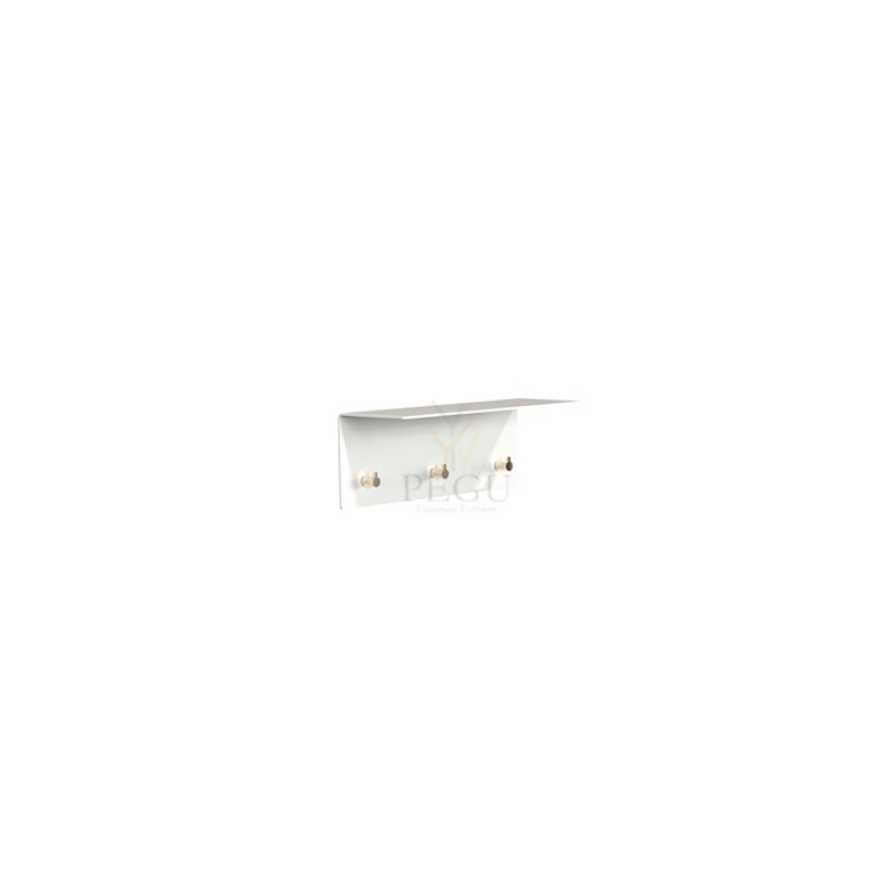 Полка для прихожей Frost UNU shelf 4004, 3 крючка 400mm, матовый белый/полированное золото