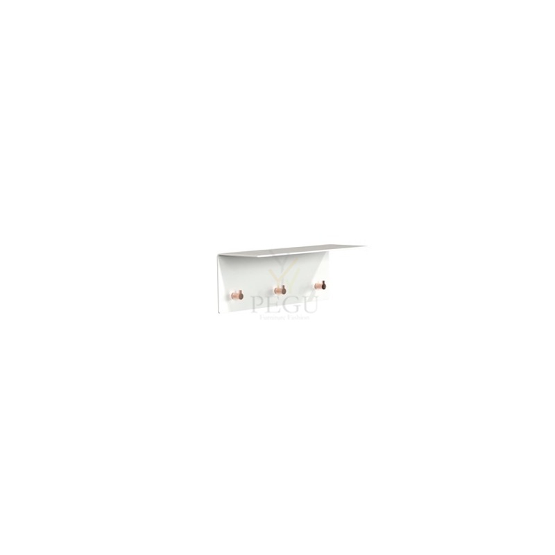 Garderoobiriiul Frost UNU shelf 4004, 3 nagi 400mm, matt valge/poleeritud vask