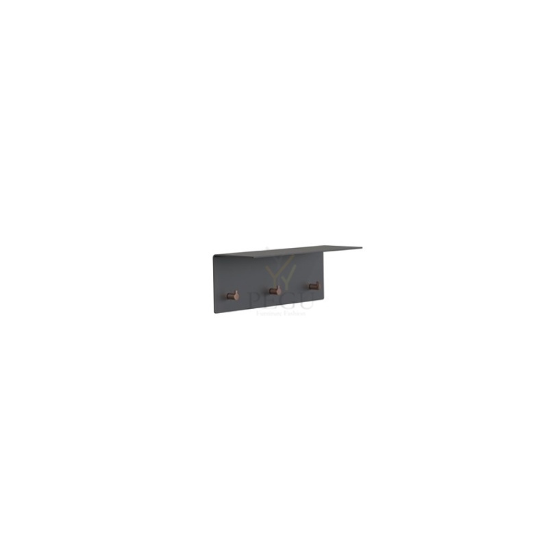 Garderoobiriiul Frost UNU shelf 4004, 3 nagi 400mm, matt must/poleeritud vask