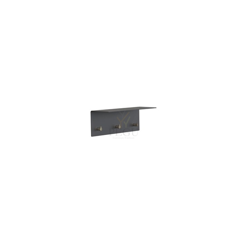 Полка для прихожей Frost UNU shelf 4004, 3 крючка 400mm, матовый чёрный/полированное золото