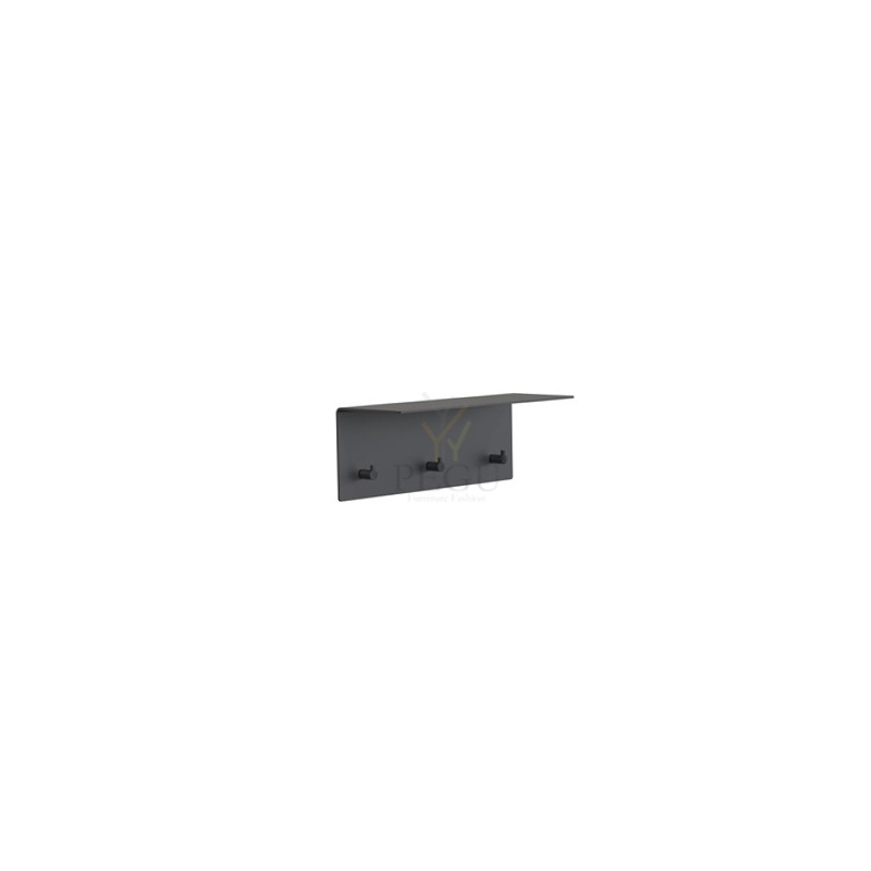 Полка для прихожей Frost UNU shelf 4004, 3 крючка 400mm, матовый чёрный/полированный чёрный