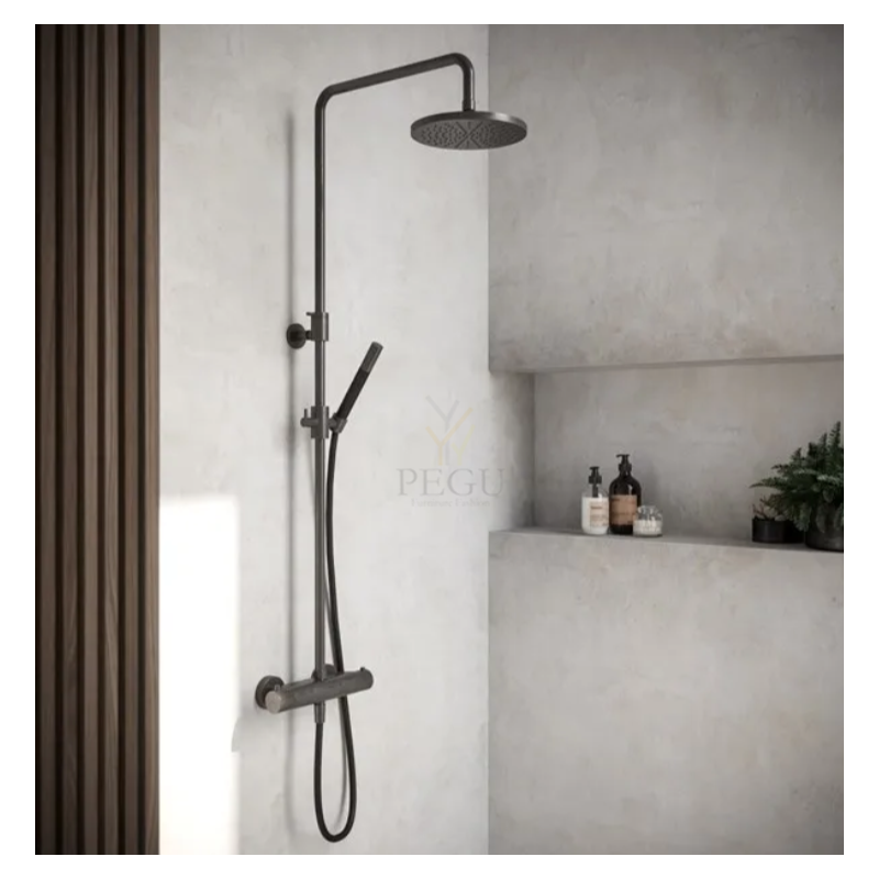 Dešikomplekt Termostaadiga dušipea 20cm HOTBATH Cobber SDS9 Brushed Nickel