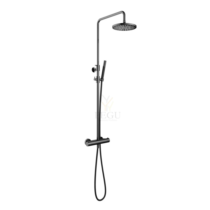 Dešikomplekt Termostaadiga dušipea 20cm HOTBATH Cobber SDS9 Matt must