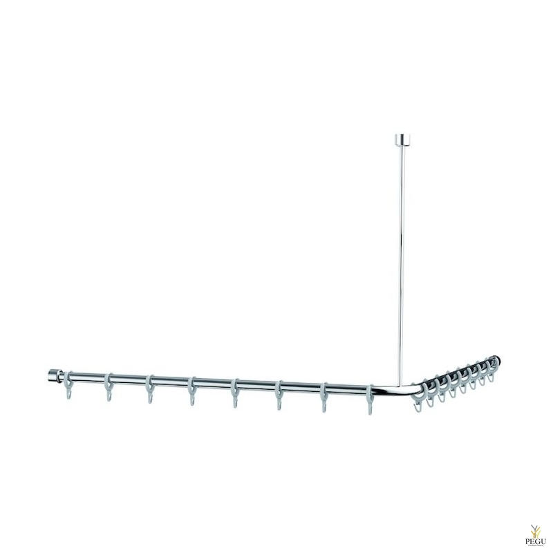 Normbau Inox dušikardinapuu nurk 80x80cm d20mm Care Shower curtain rail 2065010, 16 rõngad
