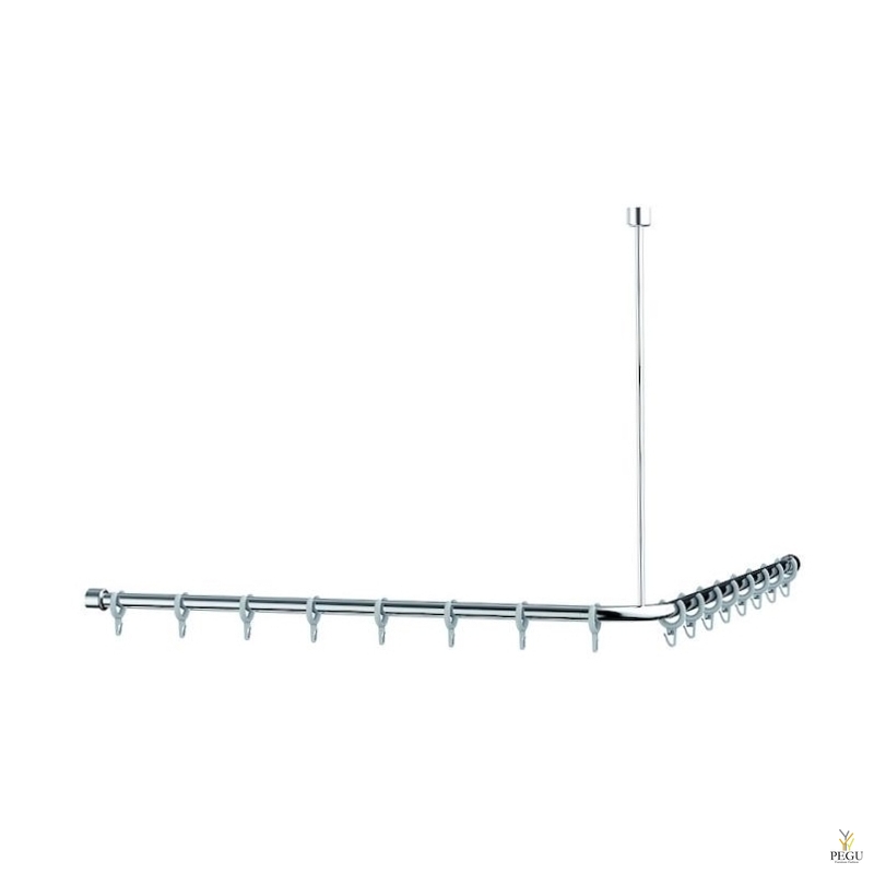 Normbau Inox dušikardinapuu nurk 90x90cm d20mm Care Shower curtain rail 2065020, 17 rõngad