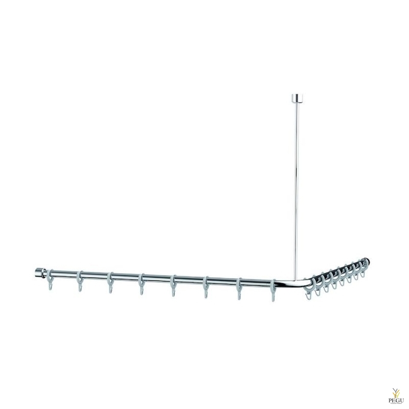 Normbau Inox dušikardinapuu nurk 110x110cm d20mm Care Shower curtain rail 2065040, 19 rõngad 