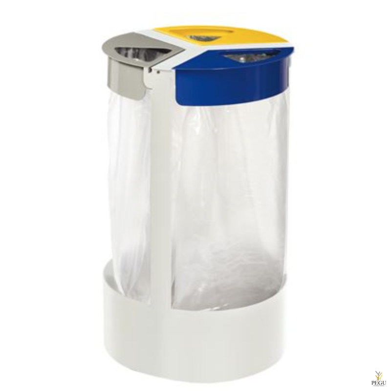 Держатель для мусорных пакетов напольный 3-й 45L CITWIN ESSENTIEL серый- синий-жёлтый-белый