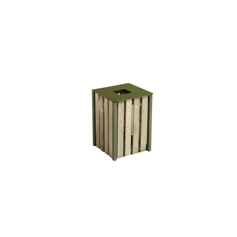 Уличная урна Rossignol EDEN дерево/металл 50L RAL6003 зелёный olive green