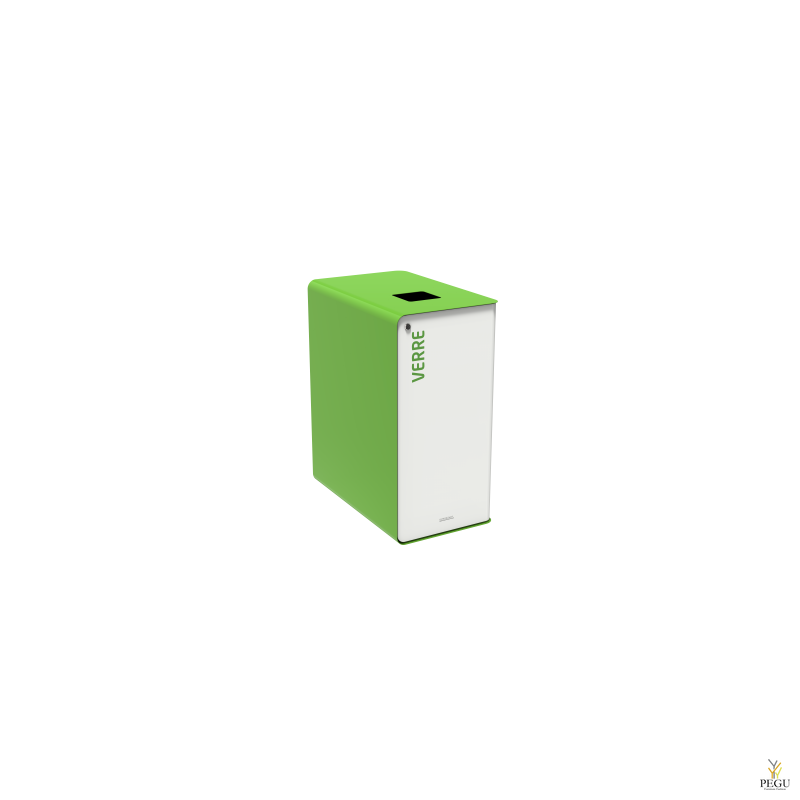 Сортировочный мусорный бак с замком CUBATRI 65L белый/зелёный RAL6018 стекло