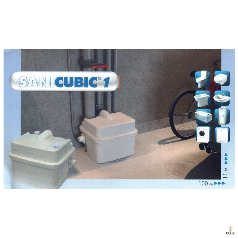 Reovee ja WC pumpla SANICUBIC 1 (sobib:WC pott + valamu + dušš + vann + pesumasin + nõudepesumasin )