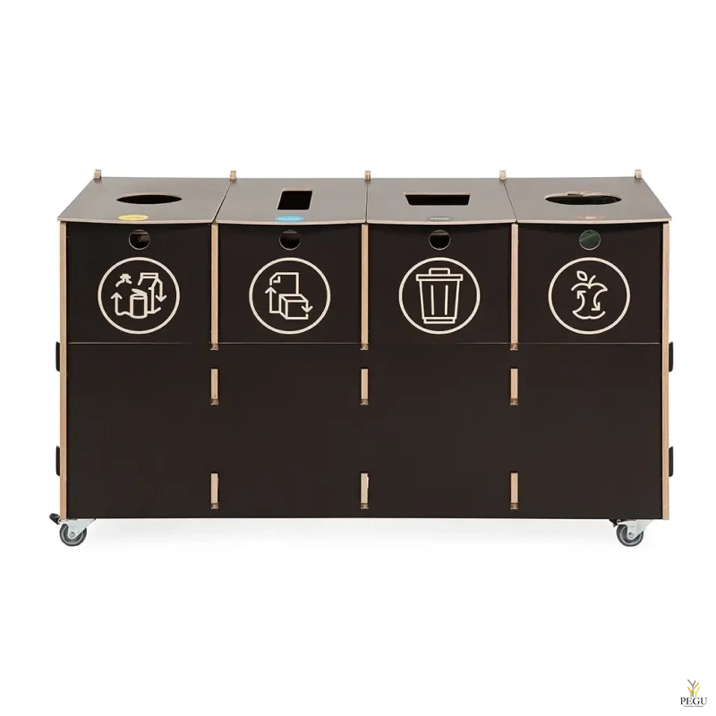 Система для сортировки мусора ÖKO CONTAINER B4 3x40L,1x10L(био) урны чёрная