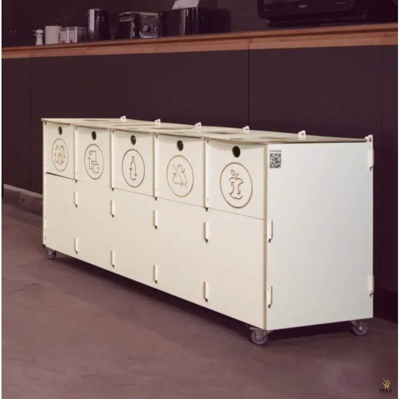 Система для сортировки мусора ÖKO CONTAINER W5 4x40L,1x10L(био) урны белая