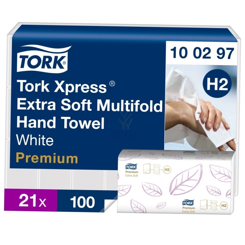 Tork 100297 Xpress Multifold (H2) PREMIUM Extra Soft W-voltimine, lehtkätepaberrätikud eriti pehme 21×100 tk