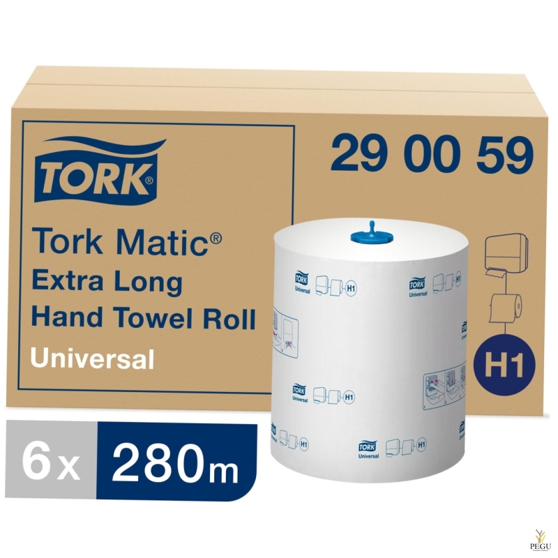 Tork Matic UNIVERSAL 280, особенно длинный рулон полотенец, 6 шт ×280m 