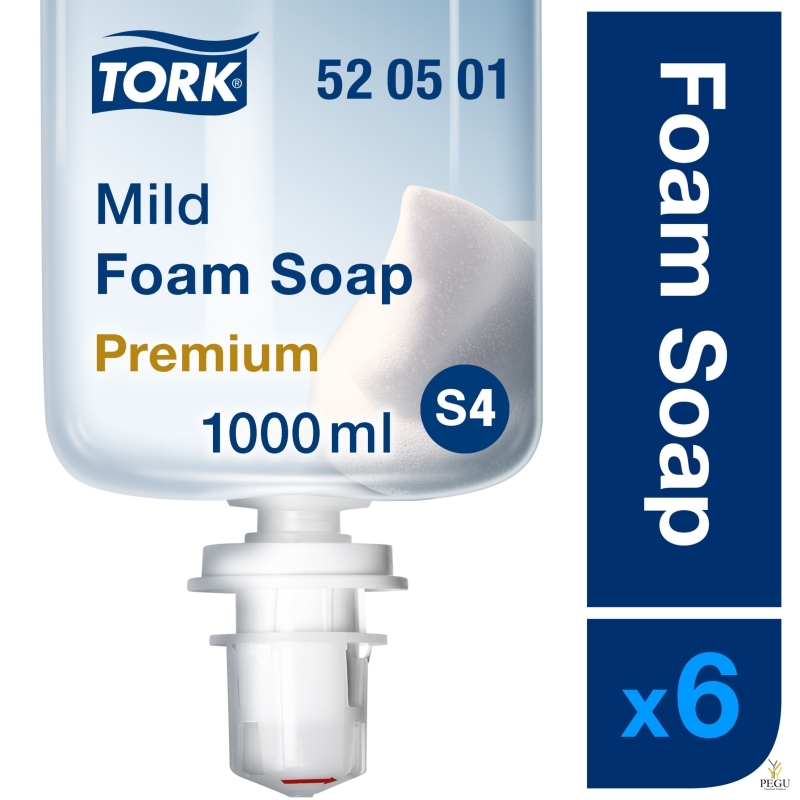 Tork 520501 Mild Foam Soap S4, õrn жидкая пена, 1000 ml, в ящике 6 шт