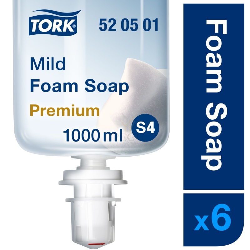 Tork 520501 Mild Foam Soap S4, õrn vahuseep, 1000 ml, kastis 6 tk