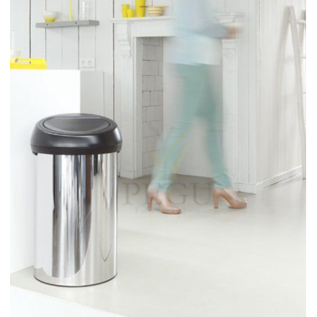 Brabantia prügikast Touch bin XXL 60l poleeritud must kaan.png