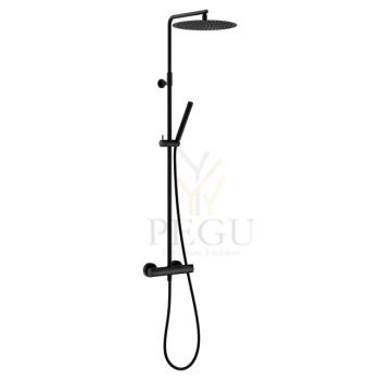 Damixa Iris termostaadiga dušisüsteem 30 cm üladušš matt must 919546135