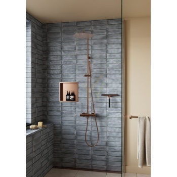 Damixa Iris termostaadiga dušisüsteem 30 cm üladušš Harjatud vask PVD 919548735