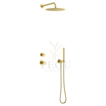 Süvistatud dušisüsteem Damixa IRIS DS 1, 30 cm pea- ja 3-režiimilise harjatud messing PVD 570697900