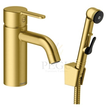 Valamusegisti bidee dusiga harjatud messing kuld Silhouet Damixa 740307900_Silhouet_Basin_with sidespray_brushed_brass.jpg