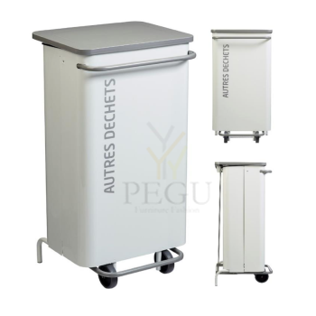 Prügikast pedaaliga siseruumide NOMADE 110L jäätmete sorteerimiseks soft-close Valgel/Hall Rossignol 57262 vaade