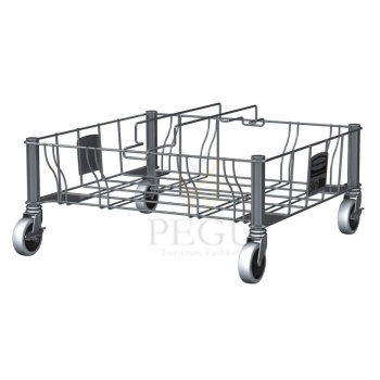 Rubbermaid Slim Jim Double Dolly prügikasti ratastega alus kahele kastile, roostevaba1.jpg