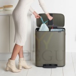 Мусорное ведро с педалью, soft-close Brabantia BO, 2x30L Platinum