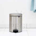 Newicon Brabantia prügikast 5l, pedaaliga vaikselt sulguv Matt Steel