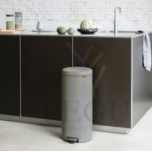 Newicon Brabantia pedaaliga prügikast 30l, vaikselt sulguva kaanega Mineral Concrete Grey