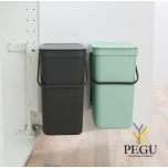 Ведро для сортировки мусора для кухонного шкафа Brabantia Sort & Go 2x12L,  серое и зелёное