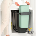 Ведро для сортировки мусора для кухонного шкафа Brabantia Sort & Go 2x30L,  серое и зелёное